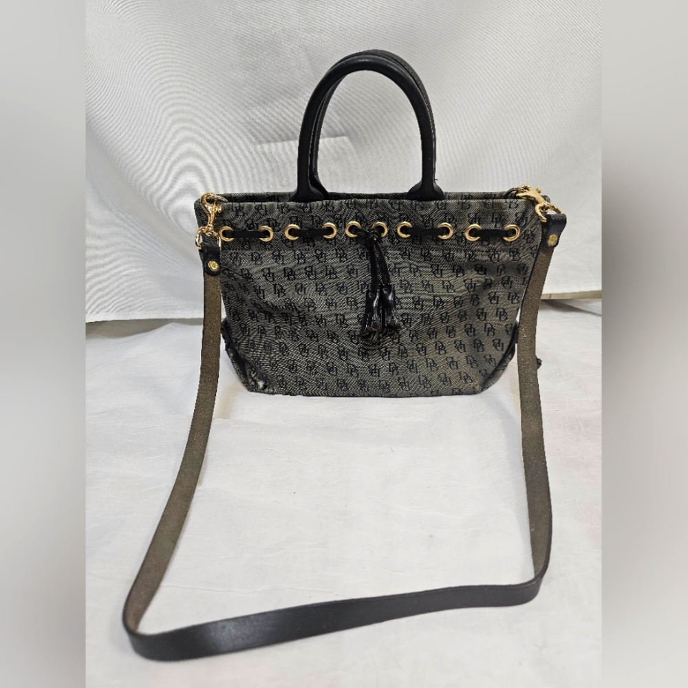 Vintage Dooney & Bourke Monogram Canvas Crossbody Tote Bag